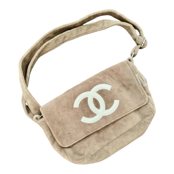Chanel CC Taupe Precision Terry Cloth Crossbody Bag NWOT - Picture 1 of 3